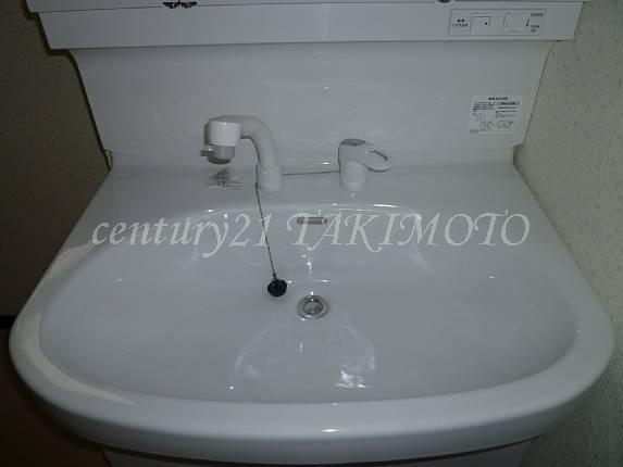 Wash basin, toilet. Spacious wash ball