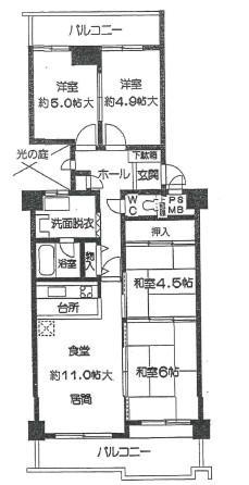 Floor plan. 4LDK, Price 7 million yen, Occupied area 71.83 sq m , Balcony area 14.79 sq m