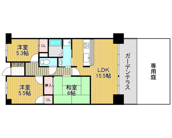 Floor plan. 3LDK, Price 11.8 million yen, Guests can enjoy gardening in the occupied area 68.18 sq m garden