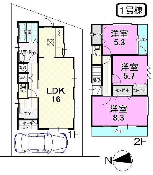 Floor plan. 19.9 million yen, 3LDK, Land area 82.19 sq m , Building area 85.29 sq m
