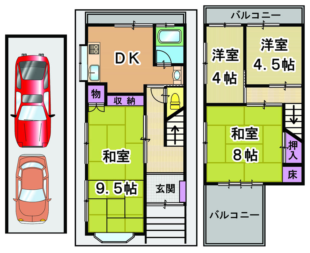 Floor plan. 6.8 million yen, 4DK, Land area 59.66 sq m , Building area 82.8 sq m with garage 4DK