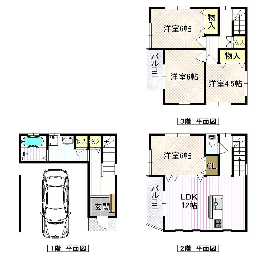 Floor plan. 20.8 million yen, 4LDK, Land area 55.66 sq m , Building area 106.6 sq m