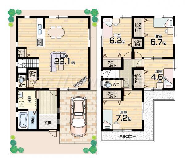 Floor plan. 28.8 million yen, 4LDK, Land area 94.38 sq m , Building area 114.76 sq m Floor