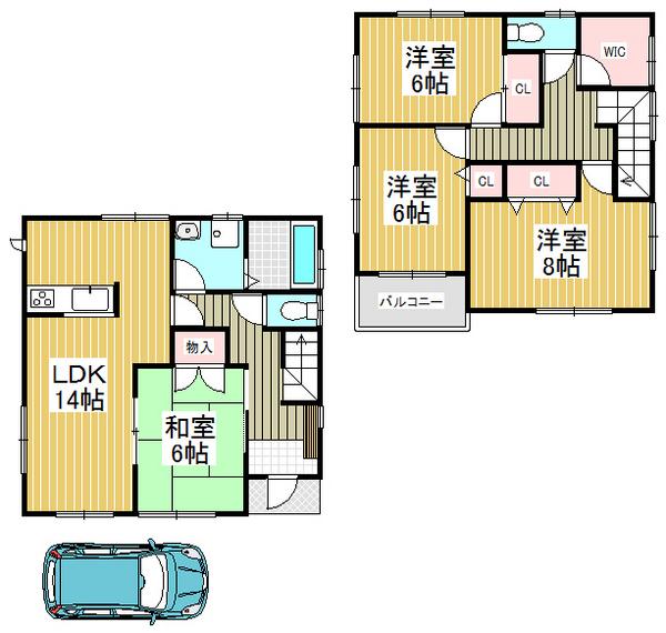 Floor plan. 23.8 million yen, 4LDK, Land area 92.26 sq m , There is a storage space building area 101.85 sq m lot, Spacious living space