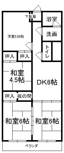 Floor plan. 4DK, Price 6.3 million yen, Occupied area 74.88 sq m