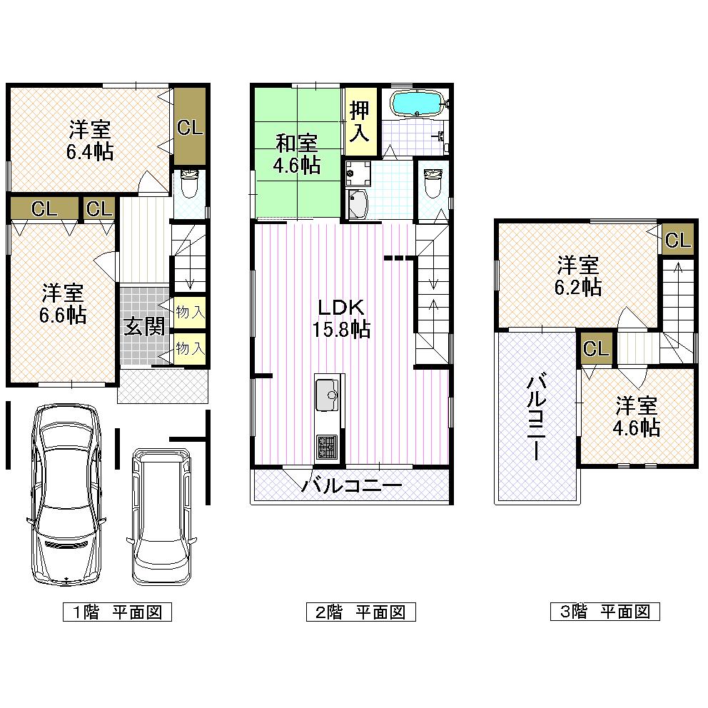 Floor plan. 30,800,000 yen, 5LDK, Land area 75.39 sq m , Building area 115.29 sq m