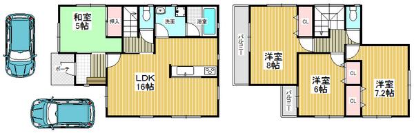 Floor plan. 25,800,000 yen, 4LDK, Land area 101.68 sq m , Building area 95.17 sq m