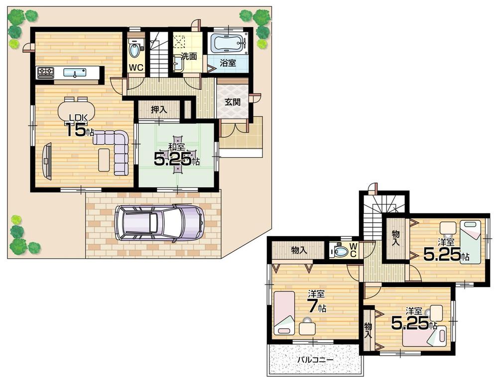 Floor plan. 24,800,000 yen, 4LDK, Land area 90.39 sq m , Building area 91.5 sq m