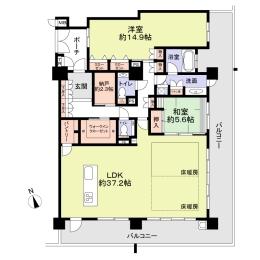 Floor plan. 2LDK + S (storeroom), Price 69,800,000 yen, Footprint 142.35 sq m , Balcony area 48 sq m
