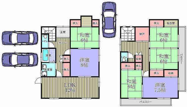 Floor plan. 35,800,000 yen, 6LDK+S, Land area 260.85 sq m , Building area 139.73 sq m indoor total renovation completed! Clear some floor plan of 6LDK, Please one room for children