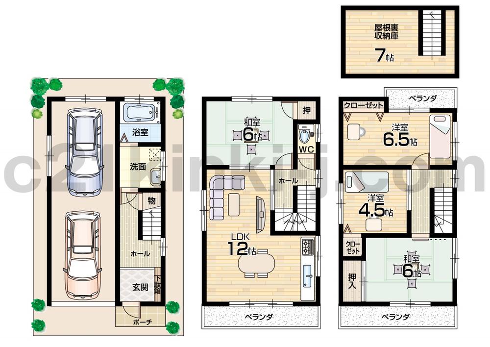Floor plan. 12.8 million yen, 4LDK, Land area 42.58 sq m , Building area 94.57 sq m floor plan