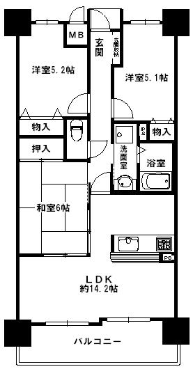 Floor plan. 3LDK, Price 15.9 million yen, Occupied area 66.26 sq m , Balcony area 10.93 sq m