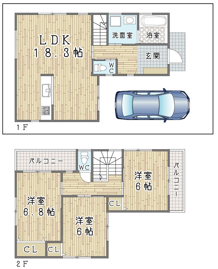 Floor plan. 22,800,000 yen, 3LDK, Land area 94.75 sq m , Building area 87.88 sq m floor plan <A No. locations>
