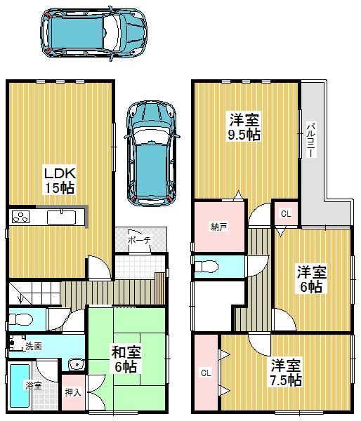 Floor plan. 25,800,000 yen, 4LDK, Land area 101.56 sq m , Building area 101.25 sq m