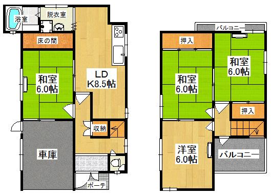 Floor plan. 14.8 million yen, 4LDK, Land area 69.07 sq m , Building area 83.91 sq m