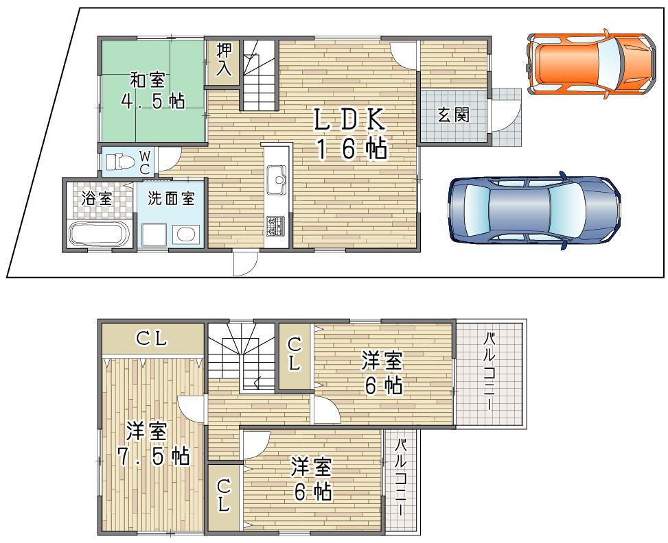 Floor plan. (No. 2 locations), Price 28.8 million yen, 4LDK, Land area 116.95 sq m , Building area 97.61 sq m