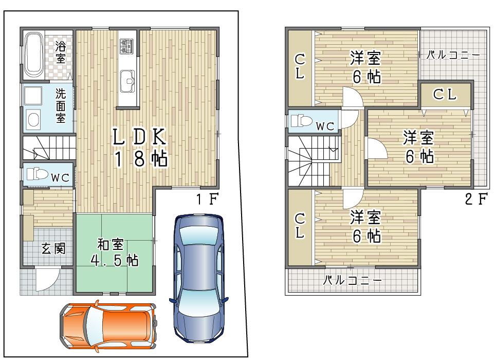 Floor plan. (No. 4 locations), Price 27,800,000 yen, 4LDK, Land area 90.68 sq m , Building area 93.96 sq m