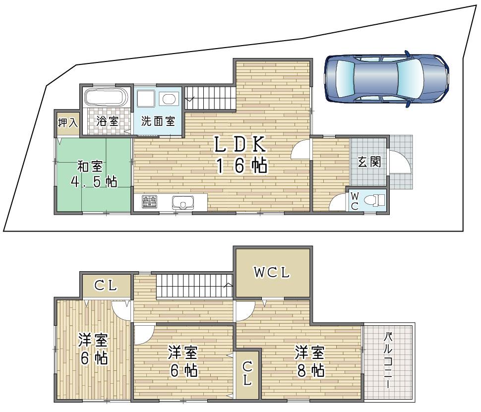 Floor plan. (No. 1 point), Price 28.8 million yen, 4LDK, Land area 132.29 sq m , Building area 96.39 sq m