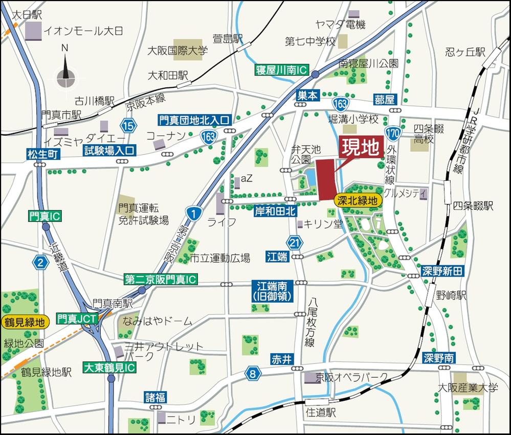 Local guide map. Local guide map (wide view)