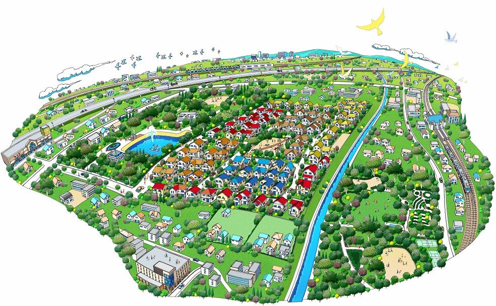 Cityscape Rendering. Adjacent to Benten Pond Park, In a green area of ​​even the immediate vicinity Fukakita green space, Parks land Neyagawa sunlight garden of all 283 compartment is born.