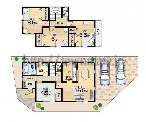 Floor plan. 23 million yen, 4LDK, Land area 117.39 sq m , Building area 93.15 sq m 1 No. Floor land area 117.39 square meters building area  93.15 square meters