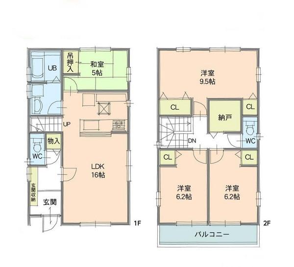 Floor plan. 21,800,000 yen, 4LDK, Land area 96.58 sq m , Building area 105.13 sq m