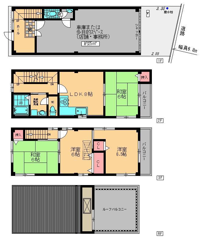 Floor plan. 16 million yen, 4LDK, Land area 53.79 sq m , Building area 107.82 sq m roof balcony there