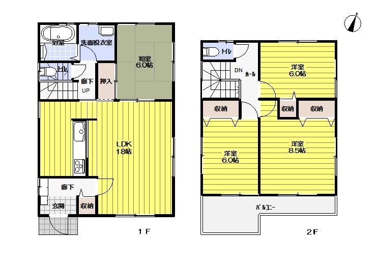 Floor plan. (1 Building), Price 28.8 million yen, 4LDK, Land area 108.03 sq m , Building area 104.33 sq m