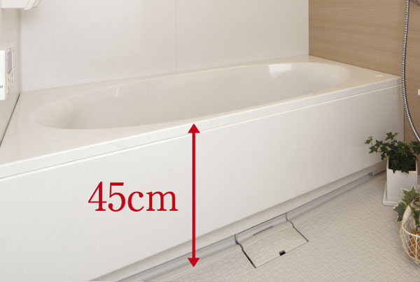 Bathing-wash room.  [Low-floor bathtub] Consider the safety at the time of bathing, Bathtub has been adopted by a low-floor type with reduced high-straddle to 45cm (same specifications)