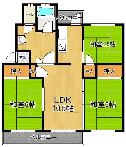 Floor plan. 3LDK, Price $ 40,000, Occupied area 57.27 sq m , Spacious living space on the balcony area 7.72 sq m whole room with storage space ☆