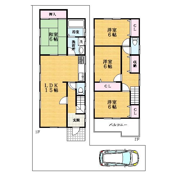 Floor plan. (1 Building), Price 19,800,000 yen, 4LDK, Land area 100.99 sq m , Building area 97.71 sq m