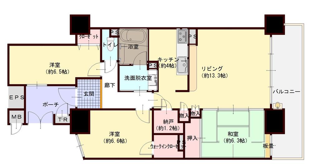 Floor plan. 3LDK + S (storeroom), Price 35,800,000 yen, Occupied area 83.86 sq m , Balcony area 12.77 sq m 3SLDK