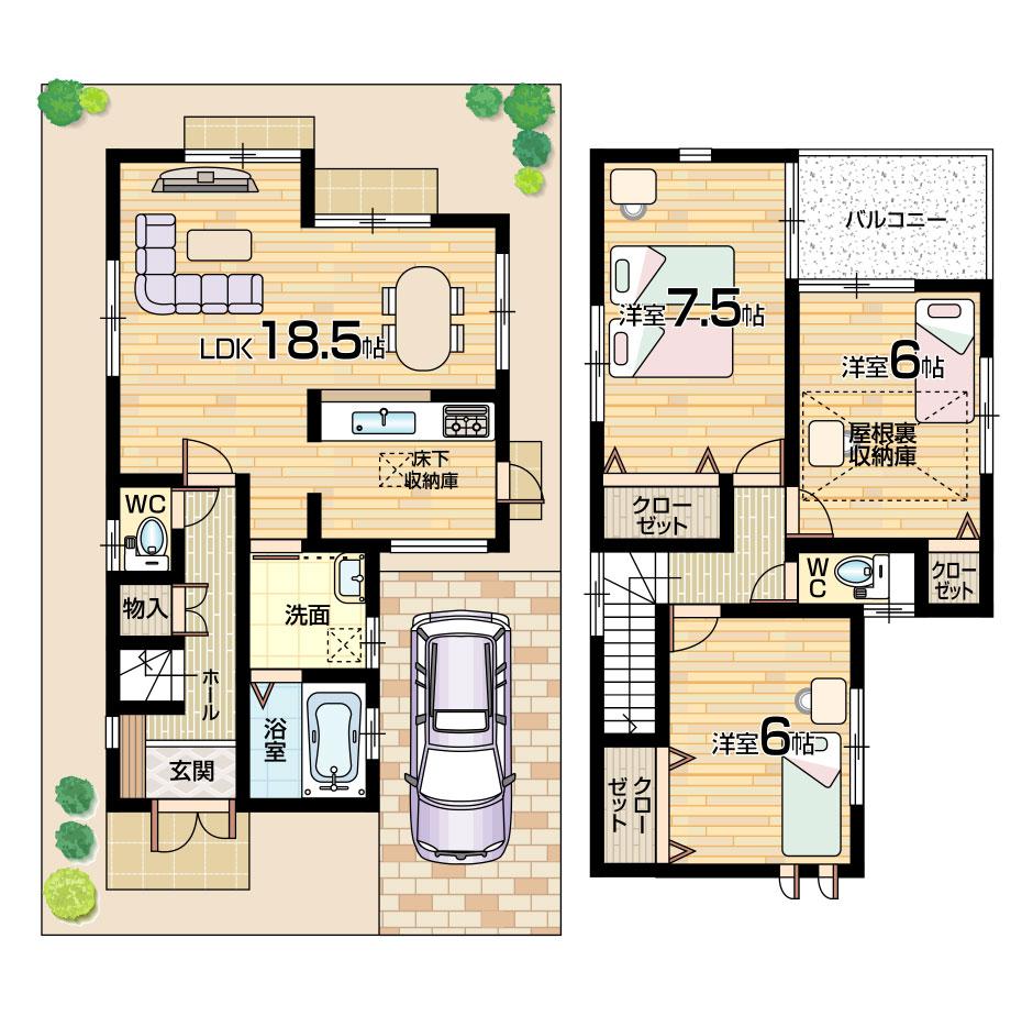 Floor plan. (No. 3 locations), Price 32,800,000 yen, 4LDK, Land area 85.8 sq m , Building area 88.6 sq m