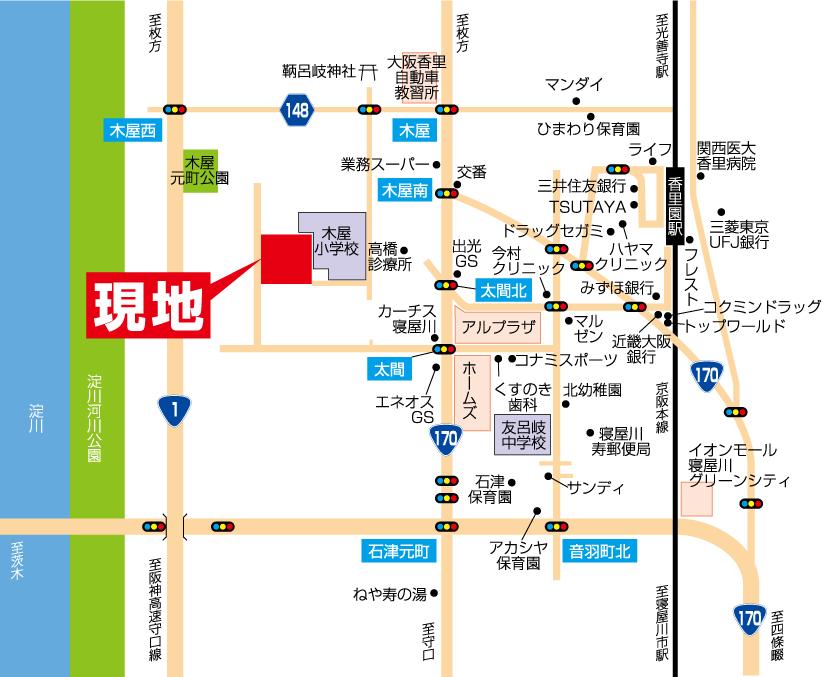 Local guide map. There is a large shopping facilities in the surrounding area, It is located blessed with living environment.
