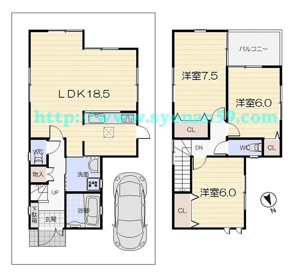 Floor plan. 32,800,000 yen, 3LDK, Land area 85.8 sq m , Building area 88.6 sq m floor plan