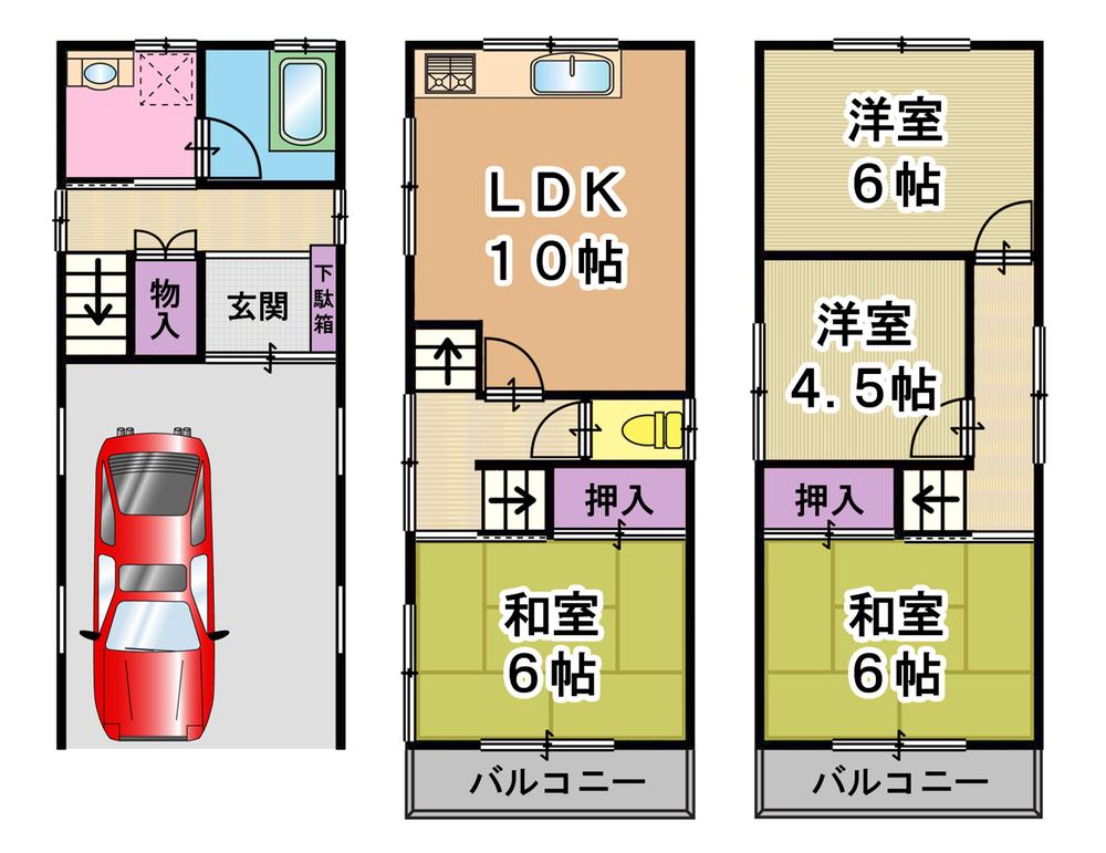 Floor plan. 8.8 million yen, 4LDK, Land area 43.02 sq m , Building area 97.2 sq m