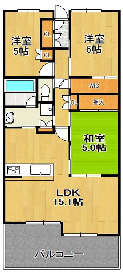 Floor plan. 3LDK, Price 17.5 million yen, Occupied area 71.24 sq m , Balcony area 9.6 sq m
