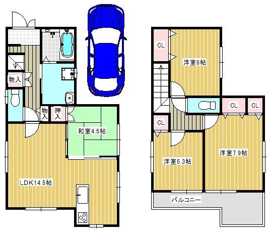 Floor plan. 32,800,000 yen, 4LDK, Land area 87.42 sq m , Building area 92.12 sq m