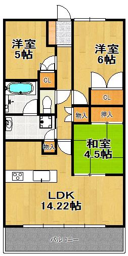 Floor plan. 3LDK, Price 19,850,000 yen, Occupied area 66.75 sq m , Spacious living space on the balcony area 11.78 sq m total living room with storage space