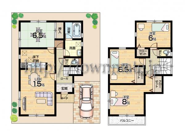 Floor plan. 28.8 million yen, 4LDK, Land area 120.01 sq m , Building area 95.58 sq m 2 Building land area 120.01 square meters building area 95.58 square meters