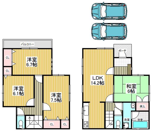 Floor plan. 25,300,000 yen, 4LDK, Land area 103.2 sq m , Building area 94.56 sq m