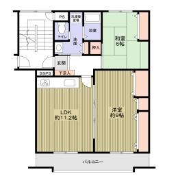 Floor plan. 2LDK, Price 5.8 million yen, Occupied area 64.68 sq m , Balcony area 8.6 sq m