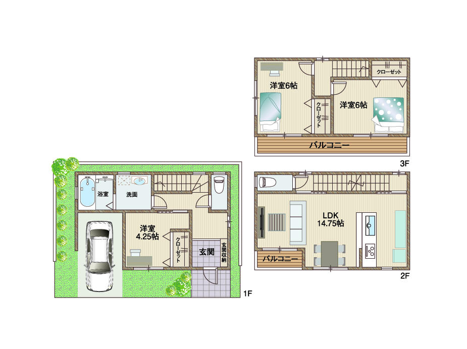 Floor plan. 21,800,000 yen, 3LDK, Land area 50.74 sq m , Building area 82.63 sq m