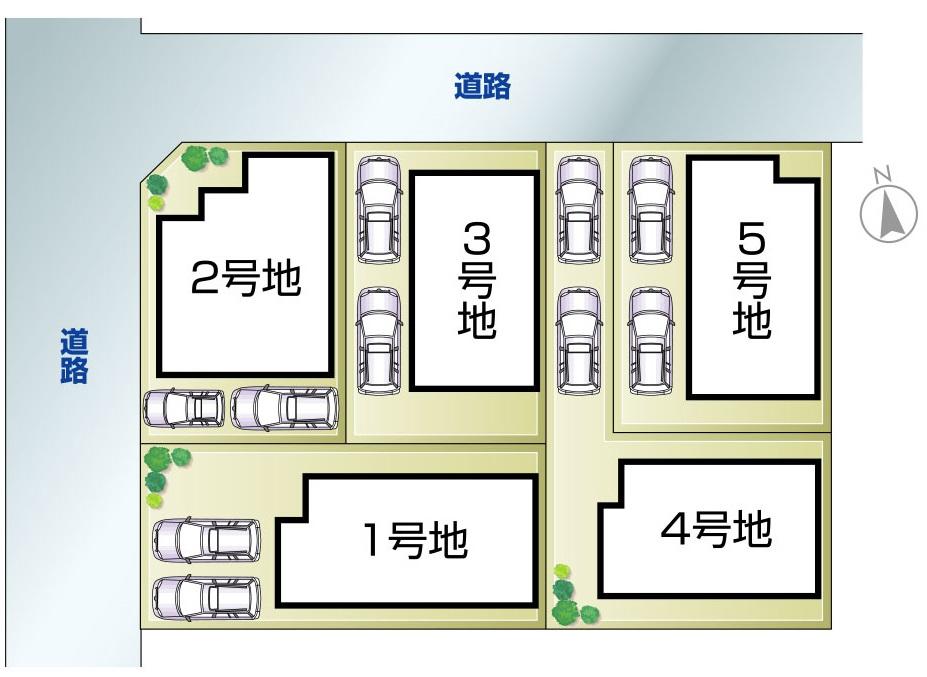 Compartment figure. 32,800,000 yen, 4LDK, Land area 142.99 sq m , Building area 105.15 sq m all 5 compartment! Front road 6m!