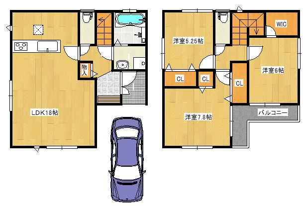 Floor plan. 21,800,000 yen, 4LDK, Land area 90.13 sq m , Building area 90.46 sq m   ◆ Floor plan