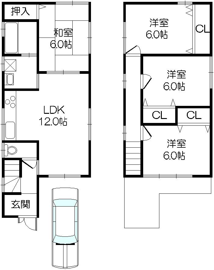 Floor plan. 22,800,000 yen, 4LDK, Land area 66 sq m , Building area 85.32 sq m 4LDK + is a floor plan of the garage