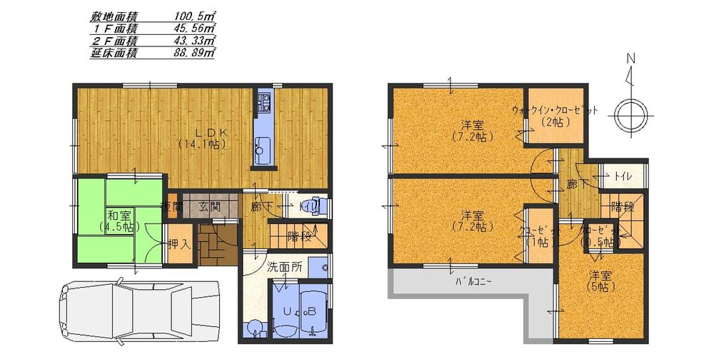 Floor plan. (No. 6 locations), Price 20.8 million yen, 4LDK, Land area 100.5 sq m , Building area 88.89 sq m