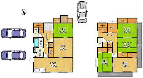 Floor plan. 35,800,000 yen, 6LDK+S, Land area 260.85 sq m , Building area 139.73 sq m