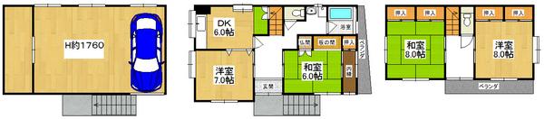Floor plan. 38 million yen, 4DK, Land area 214.28 sq m , Building area 161.38 sq m eastward, All room is a 6-tatami mats or more of 4DK