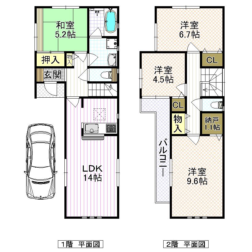 Floor plan. (2-1 No. land), Price 22,800,000 yen, 4LDK+S, Land area 96.59 sq m , Building area 94.36 sq m